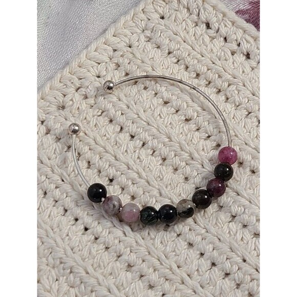 Sterling Silver Tourmaline Bracelet 925 Multi-Color Gemstone Beads Size 7.5" - Picture 3 of 6